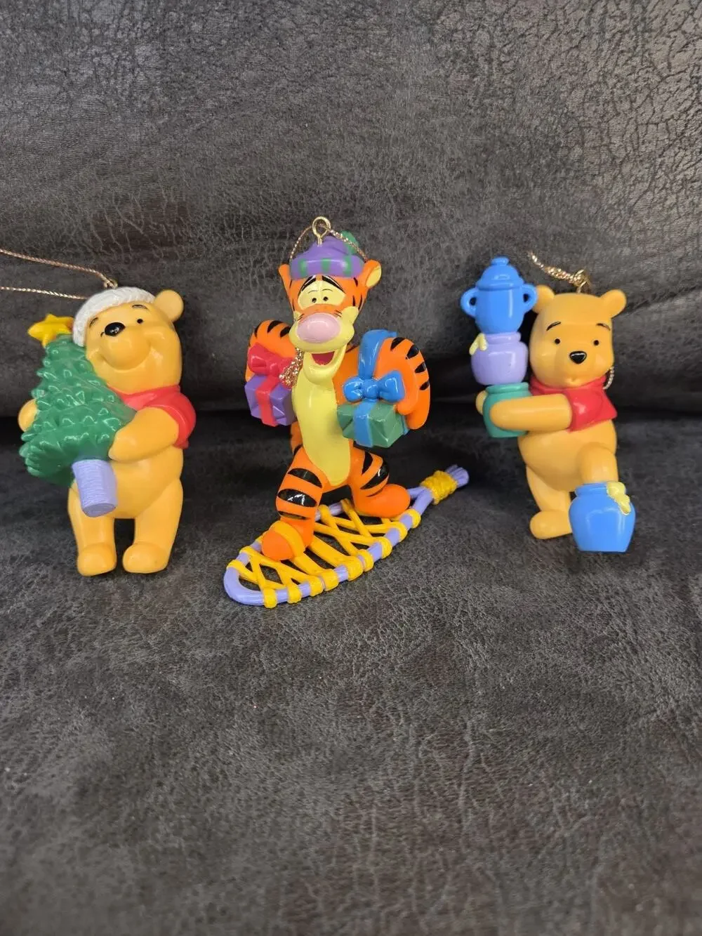 Vintage Disney Winnie the Pooh Tigger Grolier Christmas Ornaments Set of 3 PVC